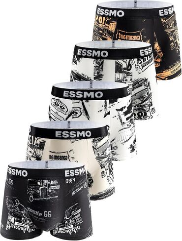 Men's Boxer Briefs Flexible Waistband No Ride up Relax Fit Halloween Multicolor Boxer Briefs in 5 Pack in Saudi Arabia