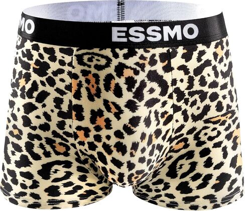 Mens Boxer Briefs Regular Long Casual 4 Way Stretch Leopard Print Soft Underwear for Men 5 Pack in Saudi Arabia