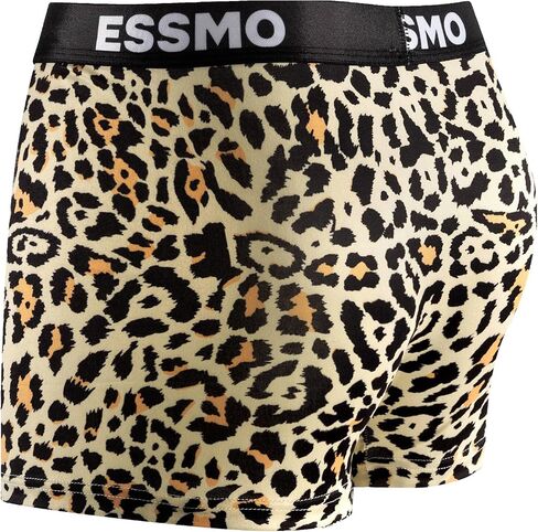 Mens Boxer Briefs Regular Long Casual 4 Way Stretch Leopard Print Soft Underwear for Men 5 Pack in Saudi Arabia