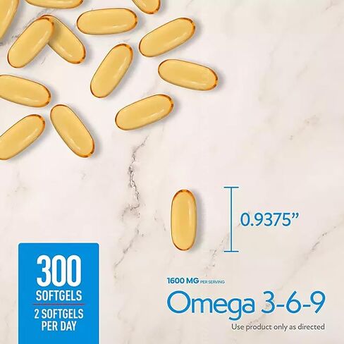 Members Mark Omega 3-6-9 Softgels, 1600 mg, (300 Count.) – Heart, Brain, Joint, Skin & Eye Health, Essential Fatty Acids Blend in Saudi Arabia