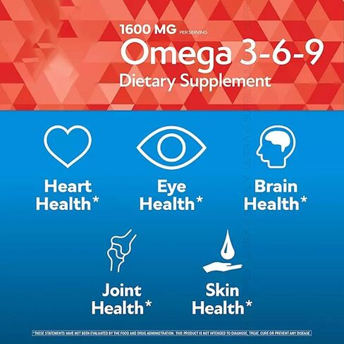 Members Mark Omega 3-6-9 Softgels, 1600 mg, (300 Count.) – Heart, Brain, Joint, Skin & Eye Health, Essential Fatty Acids Blend in Saudi Arabia
