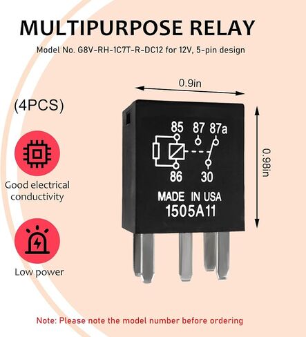 2 PCS Power Relay, 5 Pins G8V-RH-1C7T-R-DC12 Car AC Relay Plug Replacements, Multi Purpose Automotive Electromechanical Relay Heavy Duty Standard Relay Kit, Car Accessories in Saudi Arabia