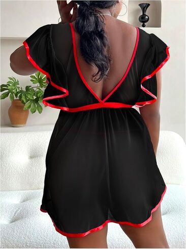 WDIRARA Women's Plus Size 3 Piece Nurse Roleplay Lingerie Set Mesh Sheer Naughty Cosplay Costume in Kuwait