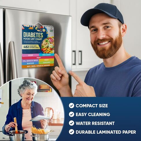 [480+ FOODS] Diabetic Food List With Glycemic Index Information - Magnet Diabetes Food List Chart Booklet With Glycemic Index 2025 Version For Newly Diagnosed, Type 1, Type 2 Diabetes (Standard Size) in Kuwait