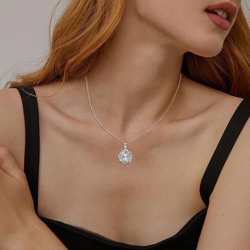 Sterling Silver Drop Dangle Earrings and Oval Pendant Necklace Set for Women Hypoallergenic Shiny Cubic Zirconia Dangling Earrings Adjustable CZ Charms Necklace Classic Jewelry Gifts in Saudi Arabia