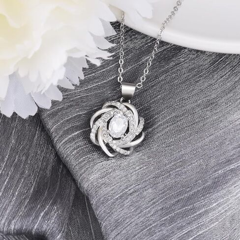 Sterling Silver Drop Dangle Earrings and Oval Pendant Necklace Set for Women Hypoallergenic Shiny Cubic Zirconia Dangling Earrings Adjustable CZ Charms Necklace Classic Jewelry Gifts in Saudi Arabia