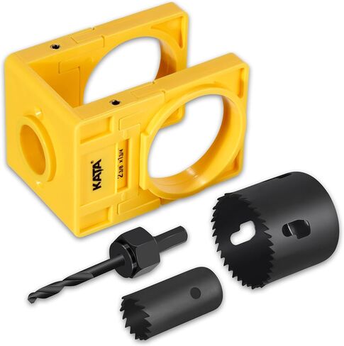 طقم تثبيت قفل الباب KATA 1-3/8" - 1-3/4" مع فتحات كبيرة لإزالة الرقائق، ومنشار ثقب قفل الباب للمسامير الميتة ومجموعات الأقفال للأبواب الخشبية مع قالب دليل، من الفولاذ الكربوني in Saudi Arabia