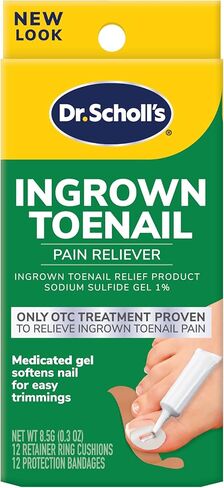 Dr. Scholl's INGROWN TOENAIL PAIN RELIEVER & TRIMMING KIT, 0.3 oz // Only OTC Treatment Proven to Relieve Ingrown Toenail Pain - Includes Medicated Gel + Foam Rings + Bandages + Clipper & Pusher Tools in Saudi Arabia
