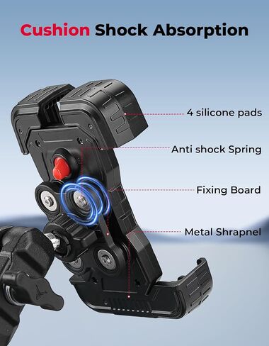 KEMIMOTO Phone Mount Holder Compatible with Polaris Ranger 1000 XP/Crew XP, Air Cushion Shockproof-One Touch Lock & 360° Rotation & Aluminum Base, Fits 4.7" - 7.0" Phones Accessories in Saudi Arabia