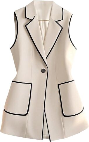 GORGLITTER Women's Sleeveless Blazer Vest Trendy Button Collared Business Casual Fall Lightweight Blazers Suit Jacket in Saudi Arabia