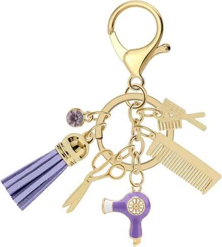 Hairdresser Gifts Comb Scissors Charm Keychain with Tassel and Diamond Hairdresser Hair Stylist Gift Key Chain Cut Barber Gift Hairstylist Gift Ideas Cosmetology Birthday Graduation Keyring Jewelry in Saudi Arabia