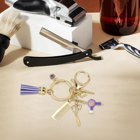 Hairdresser Gifts Comb Scissors Charm Keychain with Tassel and Diamond Hairdresser Hair Stylist Gift Key Chain Cut Barber Gift Hairstylist Gift Ideas Cosmetology Birthday Graduation Keyring Jewelry in Saudi Arabia
