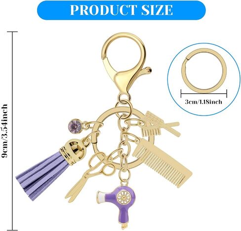 Hairdresser Gifts Comb Scissors Charm Keychain with Tassel and Diamond Hairdresser Hair Stylist Gift Key Chain Cut Barber Gift Hairstylist Gift Ideas Cosmetology Birthday Graduation Keyring Jewelry in Saudi Arabia