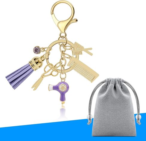 Hairdresser Gifts Comb Scissors Charm Keychain with Tassel and Diamond Hairdresser Hair Stylist Gift Key Chain Cut Barber Gift Hairstylist Gift Ideas Cosmetology Birthday Graduation Keyring Jewelry in Saudi Arabia
