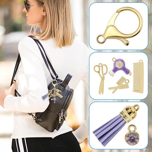 Hairdresser Gifts Comb Scissors Charm Keychain with Tassel and Diamond Hairdresser Hair Stylist Gift Key Chain Cut Barber Gift Hairstylist Gift Ideas Cosmetology Birthday Graduation Keyring Jewelry in Saudi Arabia