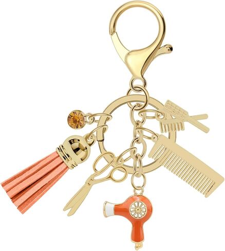 Hairdresser Gifts Comb Scissors Charm Keychain with Tassel and Diamond Hairdresser Hair Stylist Gift Key Chain Cut Barber Gift Hairstylist Gift Ideas Cosmetology Birthday Graduation Keyring Jewelry in Saudi Arabia