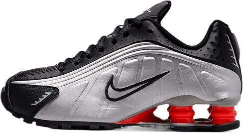 Nike Shox R4 Big Kids' Shoes (CW2626-005, Metallic Silver/Black/Picante Red/Metallic Silver) in Saudi Arabia