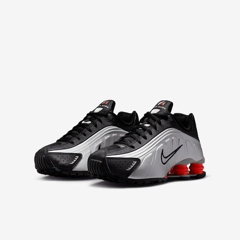 Nike Shox R4 Big Kids' Shoes (CW2626-005, Metallic Silver/Black/Picante Red/Metallic Silver) in Saudi Arabia