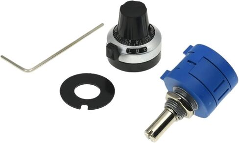 3590S-2 3590S Series Precision Multiturn Potentiometer 10 Ring Adjustable Resistor+1PCS Turns Counting Dial Rotary 6.35mm Knob(500 Ohm) in Saudi Arabia
