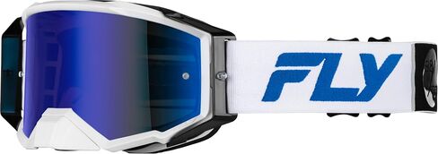نظارات Fly Racing Zone Pro للركوب على الطرق الوعرة باللون الأبيض/الأزرق للبالغين | رؤية MX الذروة in Saudi Arabia