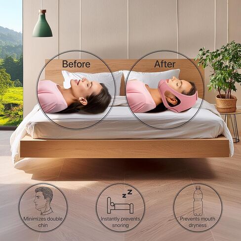 Chin Strap for CPAP Users | Comfortable Mouth Support to Encourage Closed Mouth Positioning Nasal Breathing for Men and Women Who Breathe Through The Mouth During Sleep by PIDOTI (Black, L-XL) in Kuwait