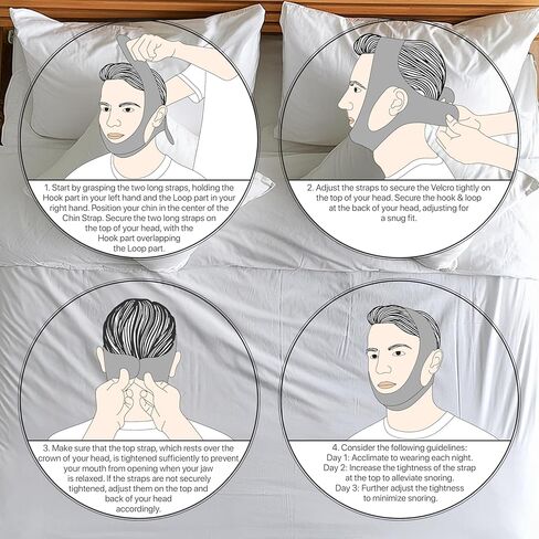 Chin Strap for CPAP Users | Comfortable Mouth Support to Encourage Closed Mouth Positioning Nasal Breathing for Men and Women Who Breathe Through The Mouth During Sleep by PIDOTI (Black, L-XL) in Kuwait