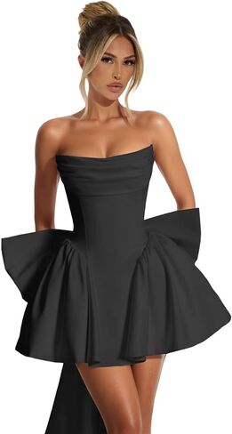 Strapless Homecoming Dresses with Bow Corset Graduation Prom Party Dresses for Teens A Line Cocktail Party Dress in Kuwait