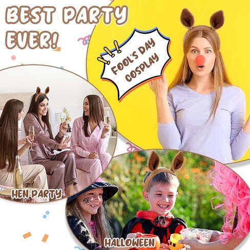 Kangaroo Headband Cute Ears Hairband Animal Headpiece Makeup Head Band Costumes Accessories Hair Styling Caps Brown Wrap for Washing Face Spa Cosplay Fits All Head Sizes in Saudi Arabia