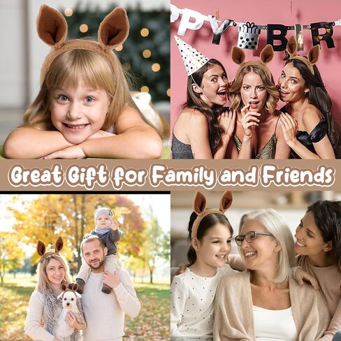 Kangaroo Headband Cute Ears Hairband Animal Headpiece Makeup Head Band Costumes Accessories Hair Styling Caps Brown Wrap for Washing Face Spa Cosplay Fits All Head Sizes in Saudi Arabia