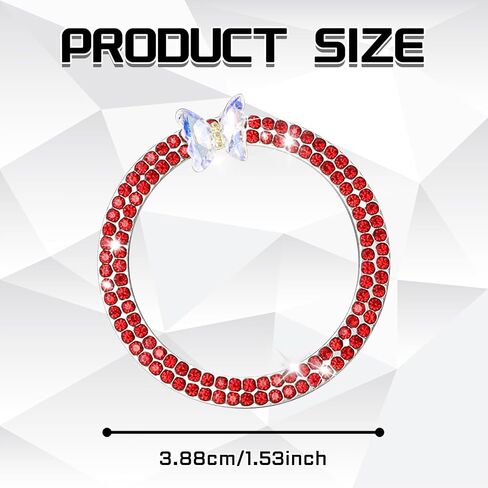 Bling Car Push Start Button Accessories للنساء، فراشة متلألئة حجر الراين محرك السيارة دفع لبدء غطاء الزر شعار حلقة الديكور، ملحقات الديكور الداخلي للسيارة (أحمر) in Kuwait