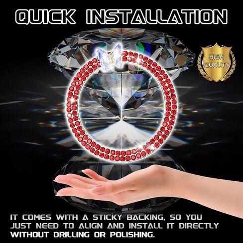 Bling Car Push Start Button Accessories للنساء، فراشة متلألئة حجر الراين محرك السيارة دفع لبدء غطاء الزر شعار حلقة الديكور، ملحقات الديكور الداخلي للسيارة (أحمر) in Kuwait