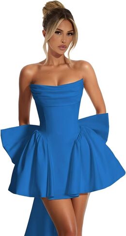 Strapless Homecoming Dresses with Bow Corset Graduation Prom Party Dresses for Teens A Line Cocktail Party Dress in Kuwait