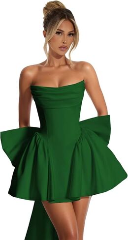 Strapless Homecoming Dresses with Bow Corset Graduation Prom Party Dresses for Teens A Line Cocktail Party Dress in Kuwait