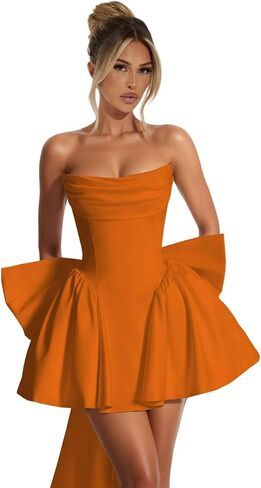 Strapless Homecoming Dresses with Bow Corset Graduation Prom Party Dresses for Teens A Line Cocktail Party Dress in Kuwait