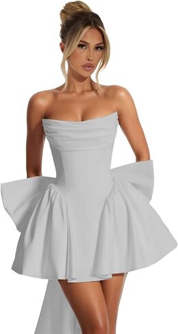 Strapless Homecoming Dresses with Bow Corset Graduation Prom Party Dresses for Teens A Line Cocktail Party Dress in Kuwait
