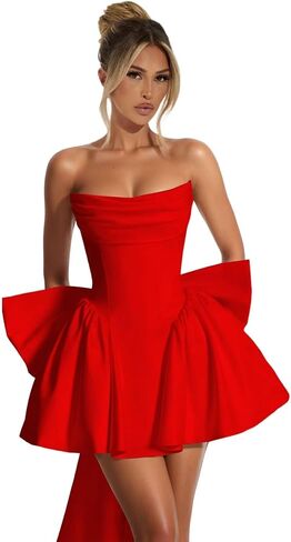 Strapless Homecoming Dresses with Bow Corset Graduation Prom Party Dresses for Teens A Line Cocktail Party Dress in Kuwait