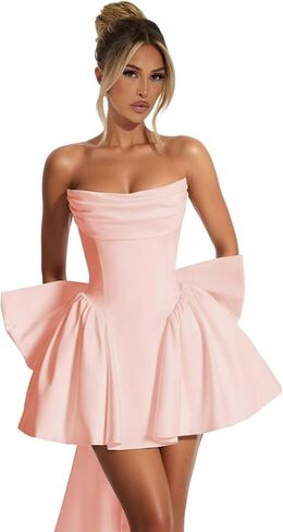 Strapless Homecoming Dresses with Bow Corset Graduation Prom Party Dresses for Teens A Line Cocktail Party Dress in Kuwait
