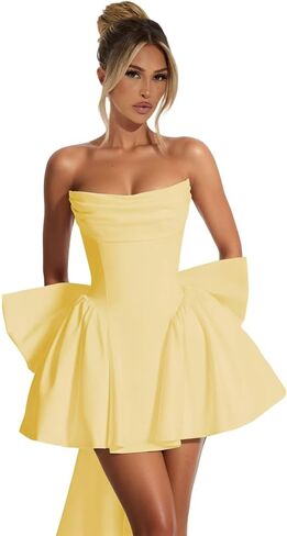 Strapless Homecoming Dresses with Bow Corset Graduation Prom Party Dresses for Teens A Line Cocktail Party Dress in Kuwait