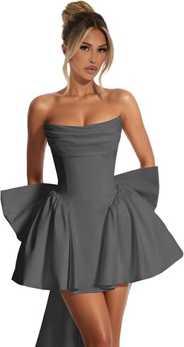 Strapless Homecoming Dresses with Bow Corset Graduation Prom Party Dresses for Teens A Line Cocktail Party Dress in Kuwait