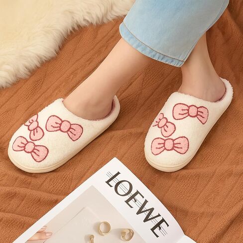 Women’s Plush Indoor House Slippers with Memory Foam, Warm Cozy Winter Home Shoes, Non Slip Comfy Bedroom Footwear in Saudi Arabia
