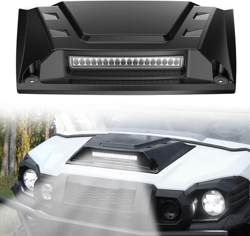 غطاء محرك السيارة الرياضي UTV مع كشاف LED لـ Kawasaki Mule Pro، غطاء غطاء أمامي أسود مع مجموعة إضاءة مساعدة لملحقات Kawasaki Mule Pro FXT DXT DX FX 2015-2025 in Kuwait