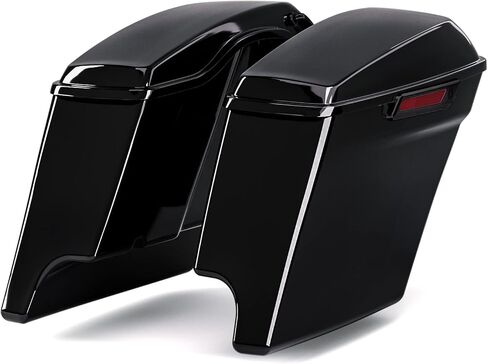 TCT-MOTORPARTS حقائب سرج ممتدة مقاس 5 بوصات باللون الأسود الزاهي ونظام حاجز خلفي لدراجة Harley Touring 2014-2024 Road King in Saudi Arabia