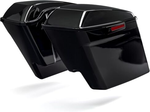 TCT-MOTORPARTS حقائب سرج ممتدة مقاس 5 بوصات باللون الأسود الزاهي ونظام حاجز خلفي لدراجة Harley Touring 2014-2024 Road King in Saudi Arabia