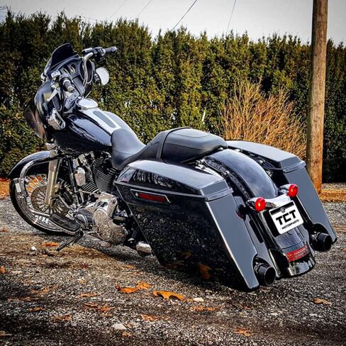 TCT-MOTORPARTS حقائب سرج ممتدة مقاس 5 بوصات باللون الأسود الزاهي ونظام حاجز خلفي لدراجة Harley Touring 2014-2024 Road King in Saudi Arabia