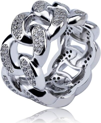 Iced Out Fashion Cuban Chain Ring 18K Gold Plated Bling CZ Simulated Diamond Hip Hop Ring for Men Women in Kuwait