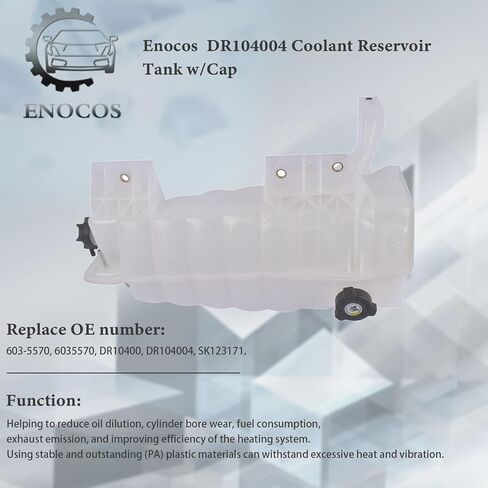 DR104004 Coolant Reservoir Tank w/Cap Compatible with 2017-2024 K’-enworth T680 & T880, Replace# 603-5570 Heavy Duty Pressurized Engine Coolant Overflow Recovery Reservoir Tank in Saudi Arabia
