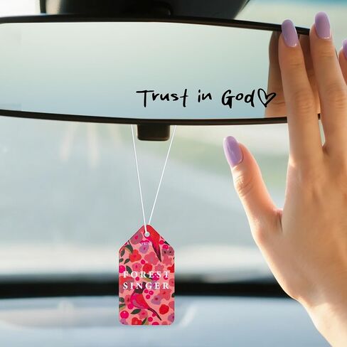 ملصق مرآة آمن I Love You Drive من الفينيل، ملصقات وشارات من الفينيل لمرآة الرؤية الخلفية مع 4 قطع من معطر هواء السيارة الورقي المعلق، وإكسسوارات المرآة والديكور للنساء والرجال in Kuwait