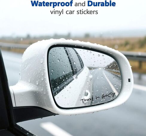 ملصق مرآة آمن I Love You Drive من الفينيل، ملصقات وشارات من الفينيل لمرآة الرؤية الخلفية مع 4 قطع من معطر هواء السيارة الورقي المعلق، وإكسسوارات المرآة والديكور للنساء والرجال in Kuwait