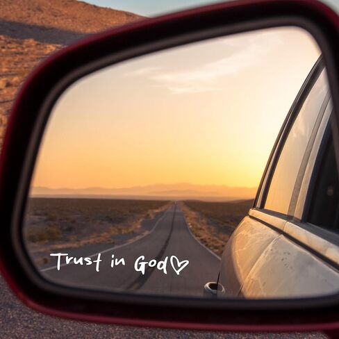 ملصق مرآة آمن I Love You Drive من الفينيل، ملصقات وشارات من الفينيل لمرآة الرؤية الخلفية مع 4 قطع من معطر هواء السيارة الورقي المعلق، وإكسسوارات المرآة والديكور للنساء والرجال in Kuwait