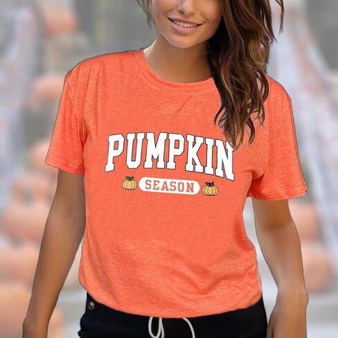 Women Fall Halloween Shirt Novelty Spooky Coffee Print Graphic Tees Pumpkin Thanksgiving Tops in Saudi Arabia